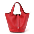 Hermès Taurillon Clemence Picotin Lock 18 PM Rouge Casaque