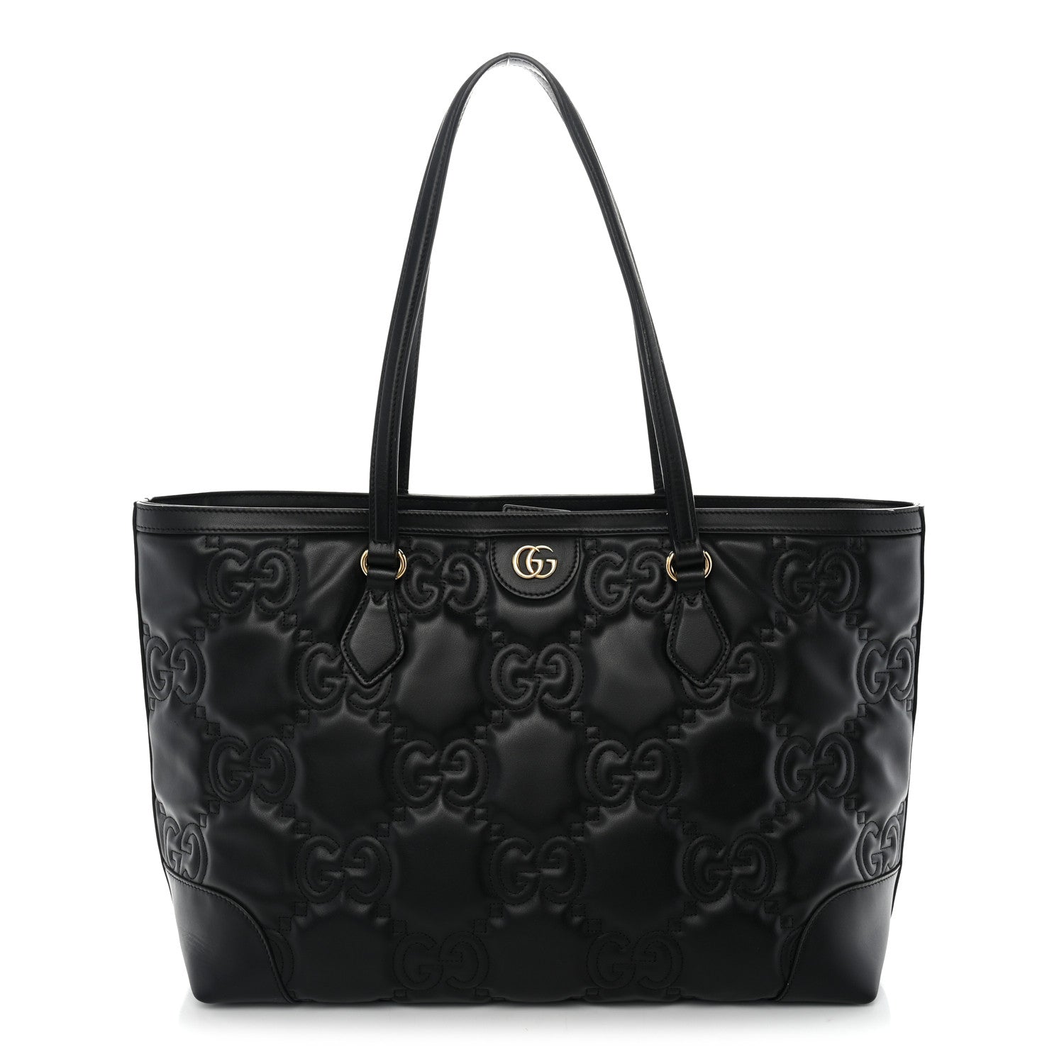 Gucci Calfskin GG Matelasse Medium Ophidia Shopping Tote Black