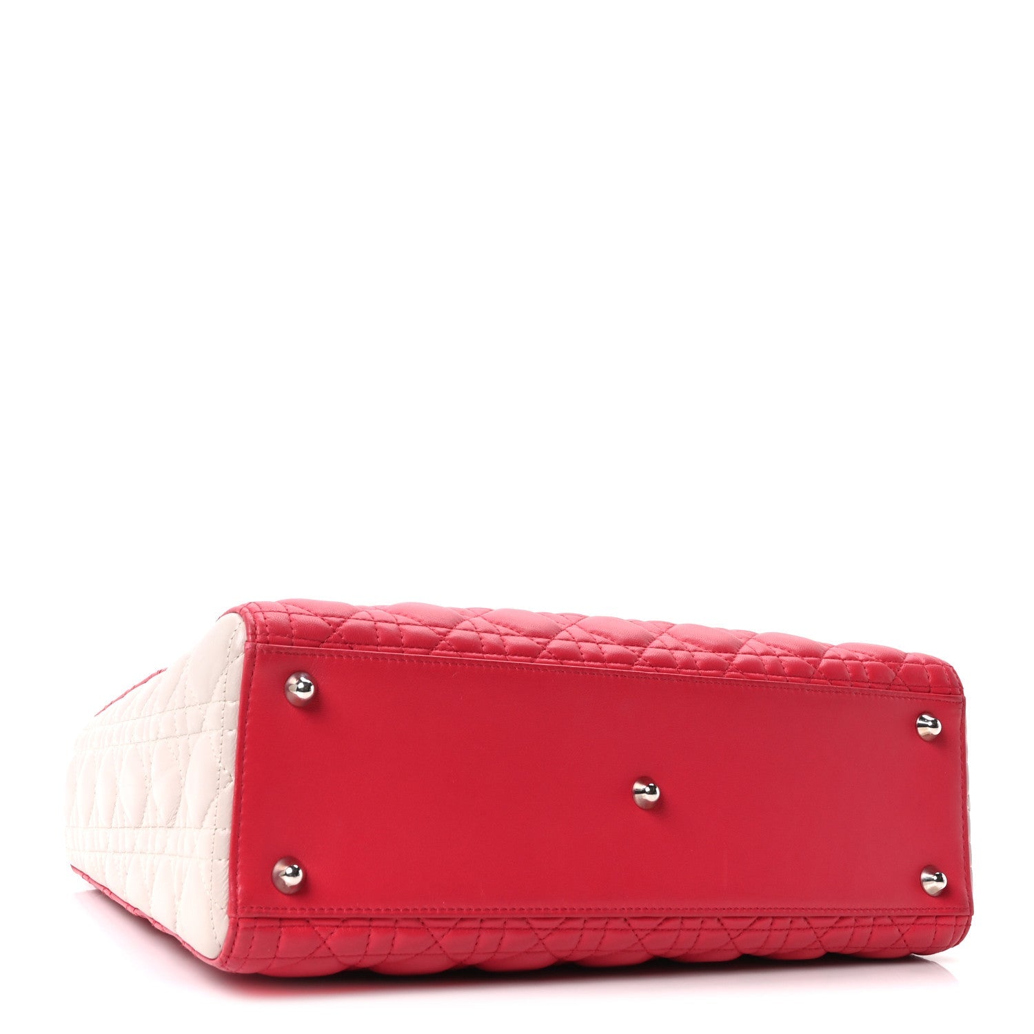 Dior Lambskin Cannage Large Bi-Color Lady Dior Coral Beige