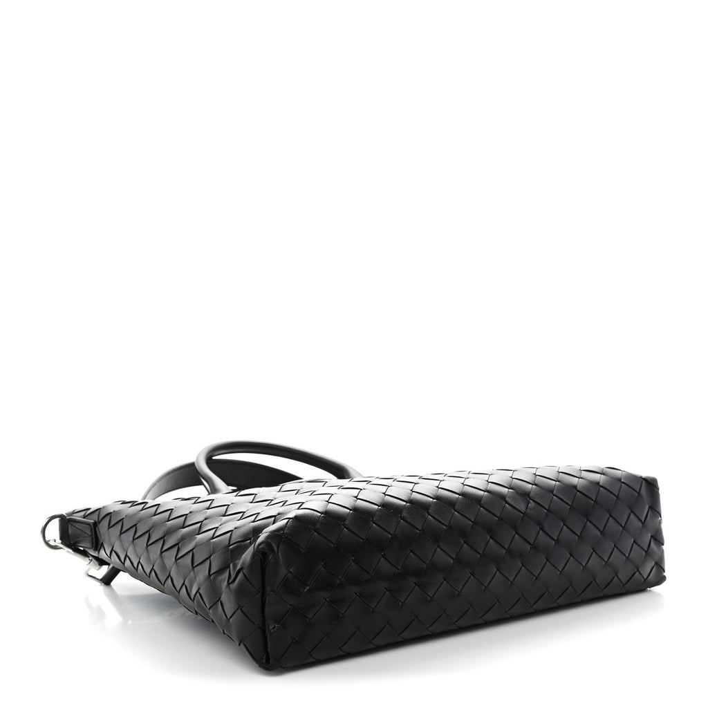 Bottega Veneta Calfskin Intrecciato Zipped Tote Black
