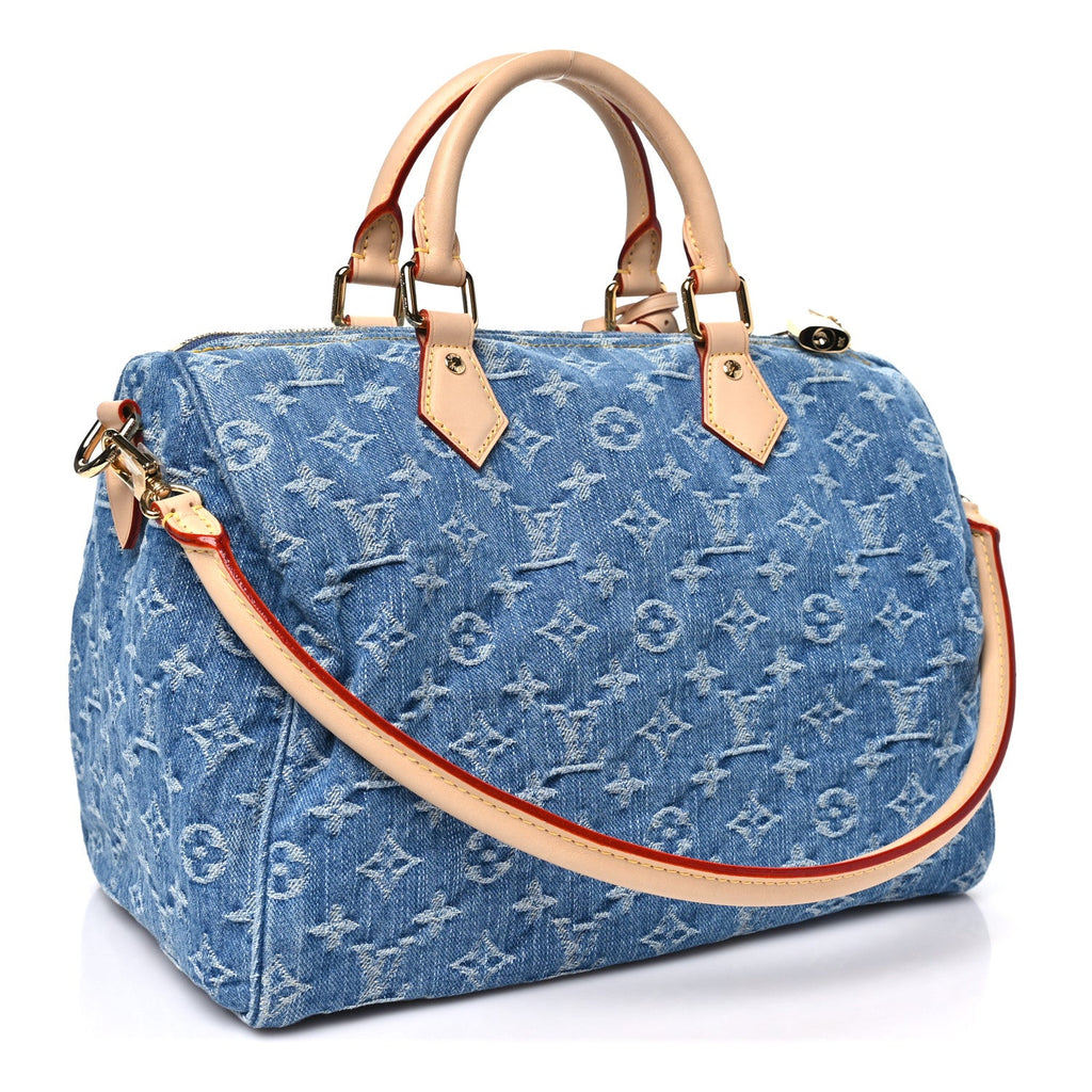 Louis Vuitton Monogram Denim Speedy Soft 30 Blue