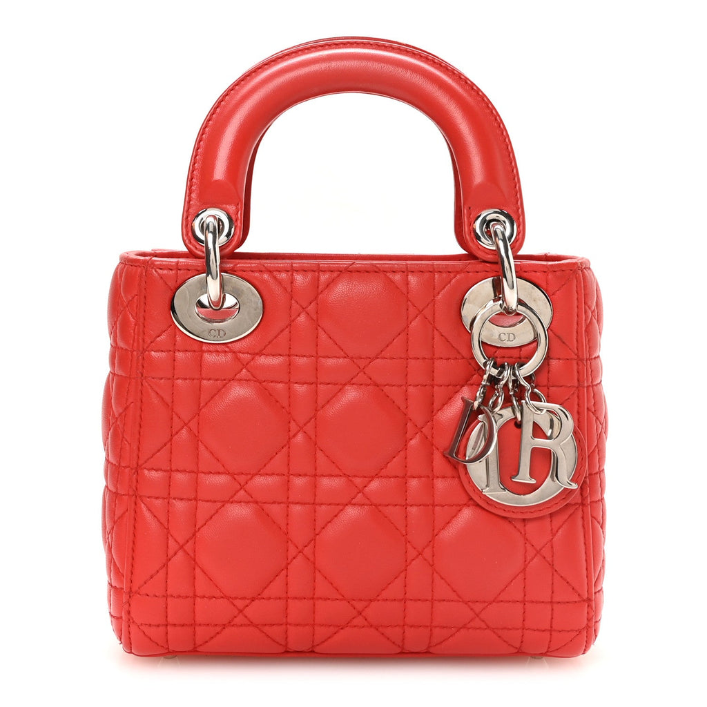 Dior Lambskin Cannage Mini Lady Dior Red
