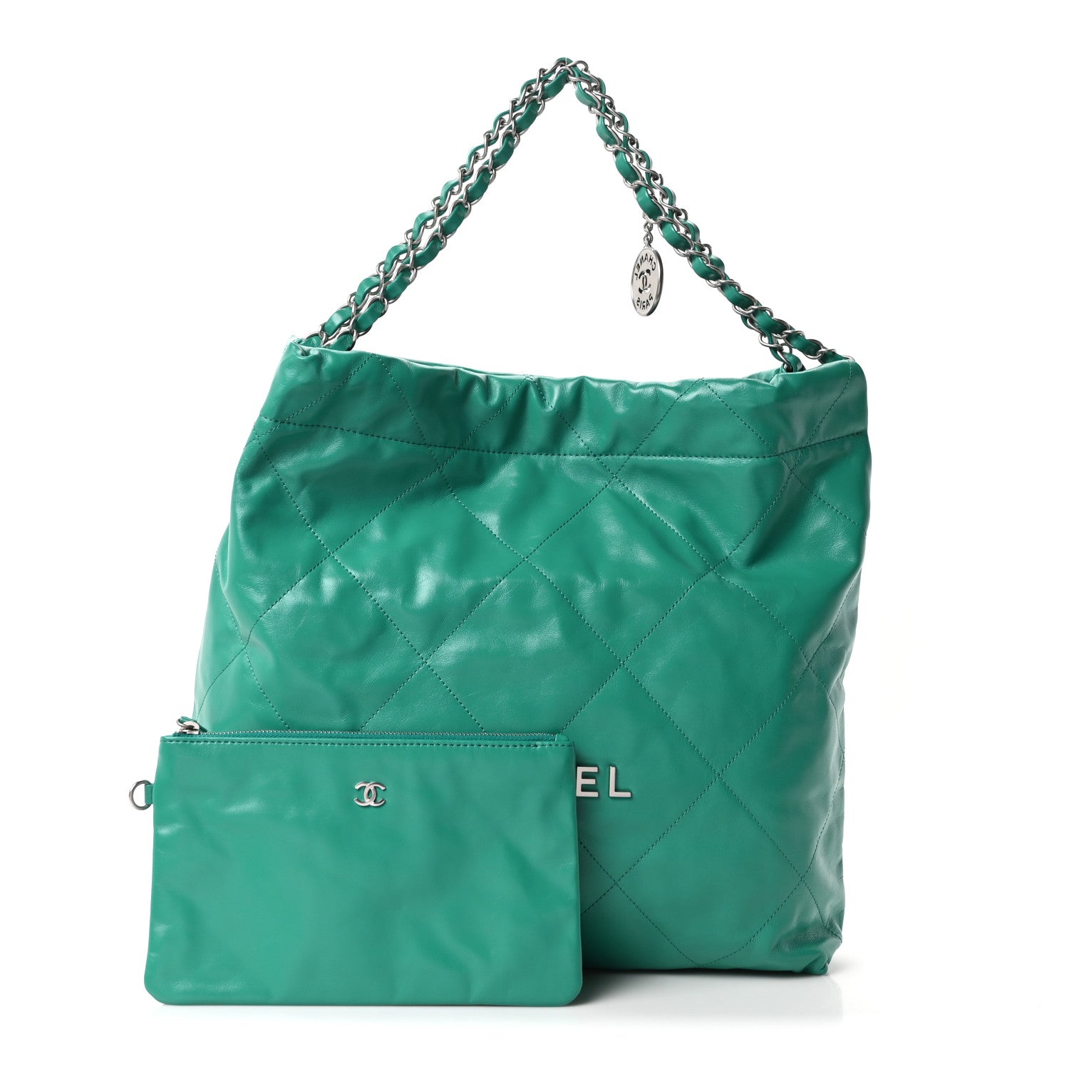Chanel Shiny Calfskin Quilted Chanel 22 Green