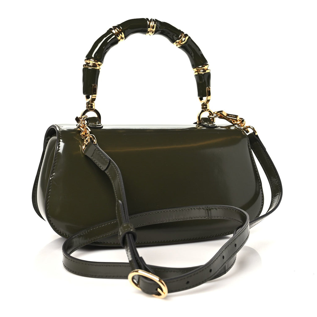 Gucci Shiny Polished Calfskin Medium Bamboo Luscious Green