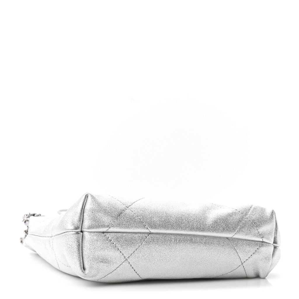 Chanel Metallic Lambskin Quilted Mini Chanel 22 Silvery