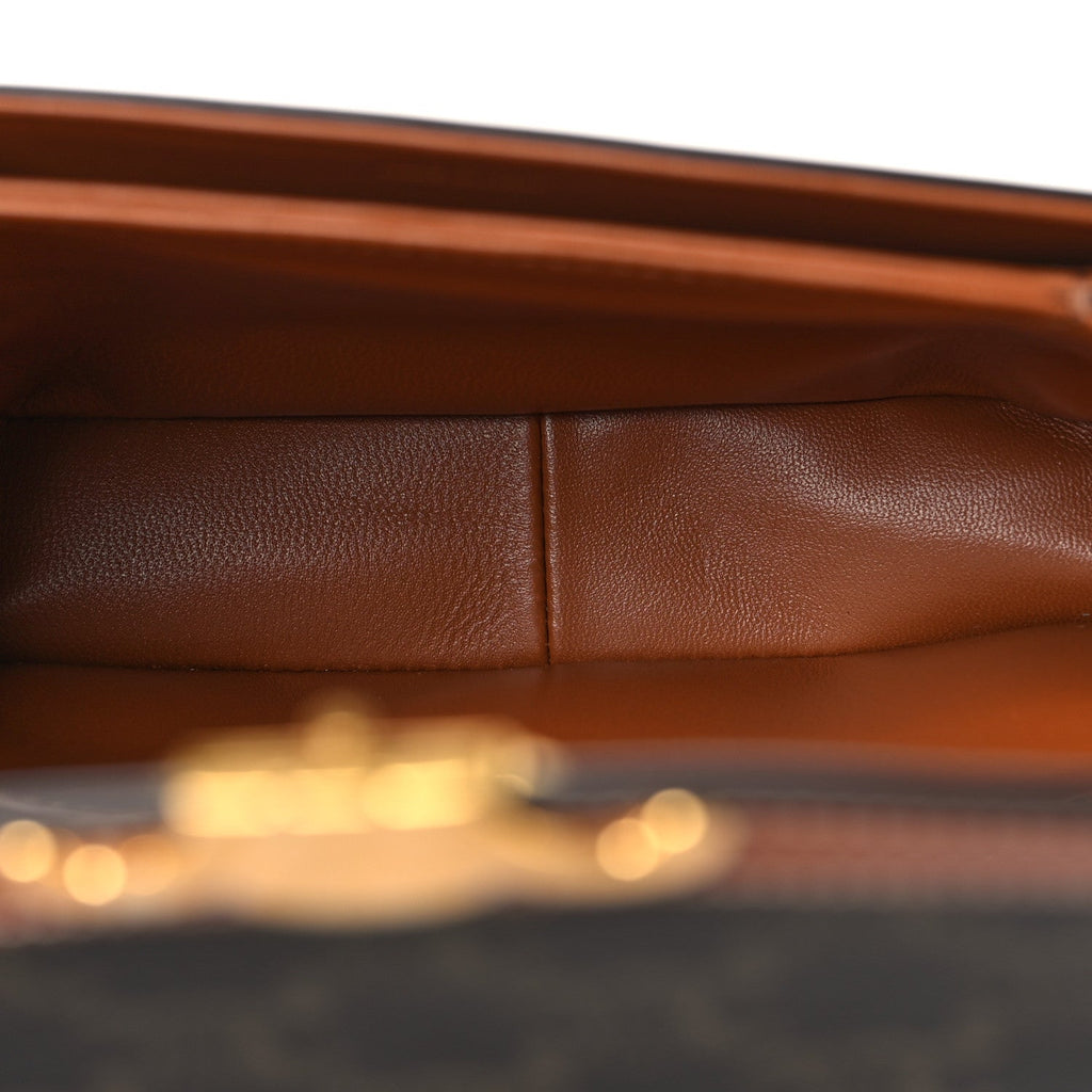Celine Calfskin Triomphe Canvas Teen Triomphe Bag Tan
