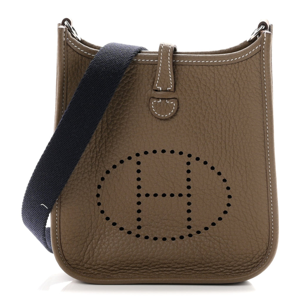 Hermès Taurillon Clemence Evelyne TPM Etoupe Bleu Indigo