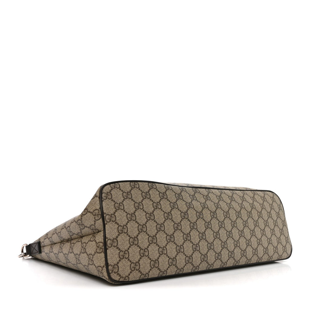 Gucci GG Supreme Monogram Medium Zippered Tote Dark Brown