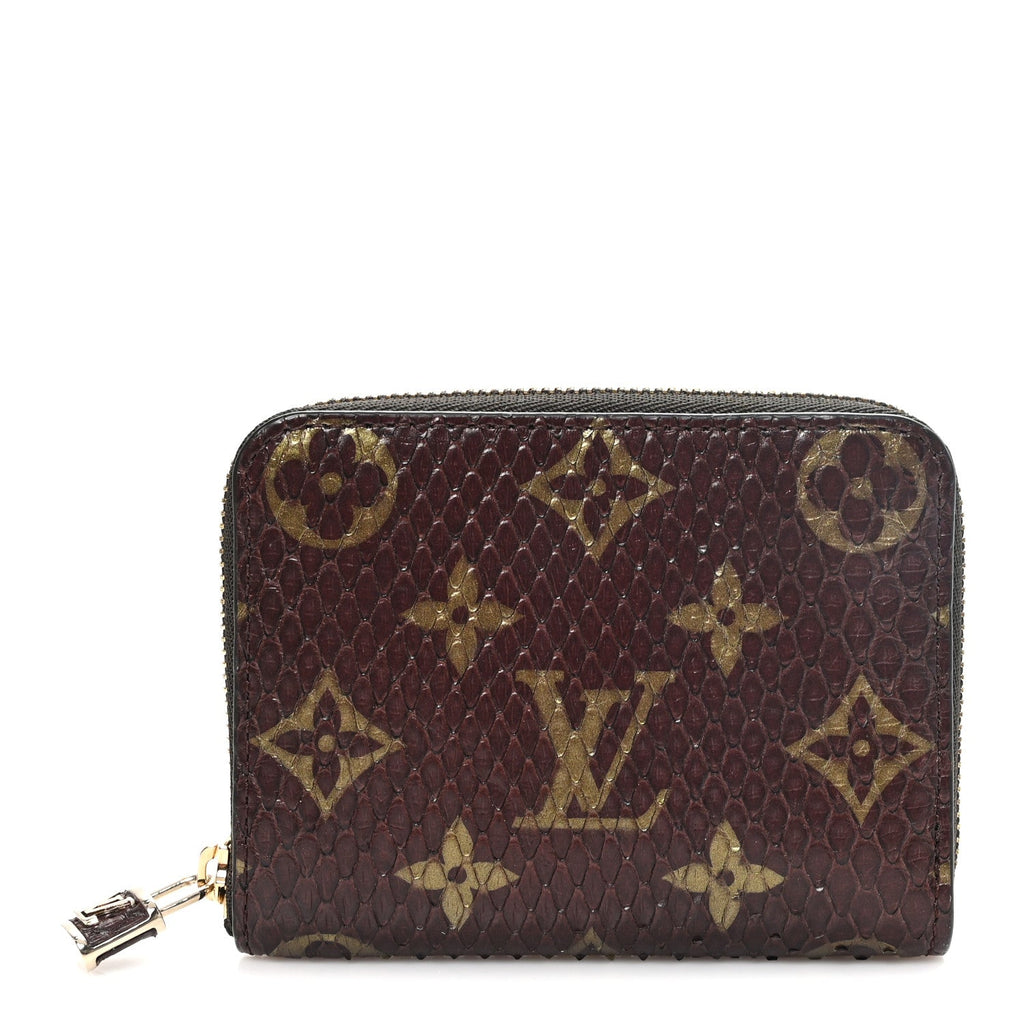 Louis Vuitton Snakeskin Monogram Zippy Padlock Coin Purse Brown