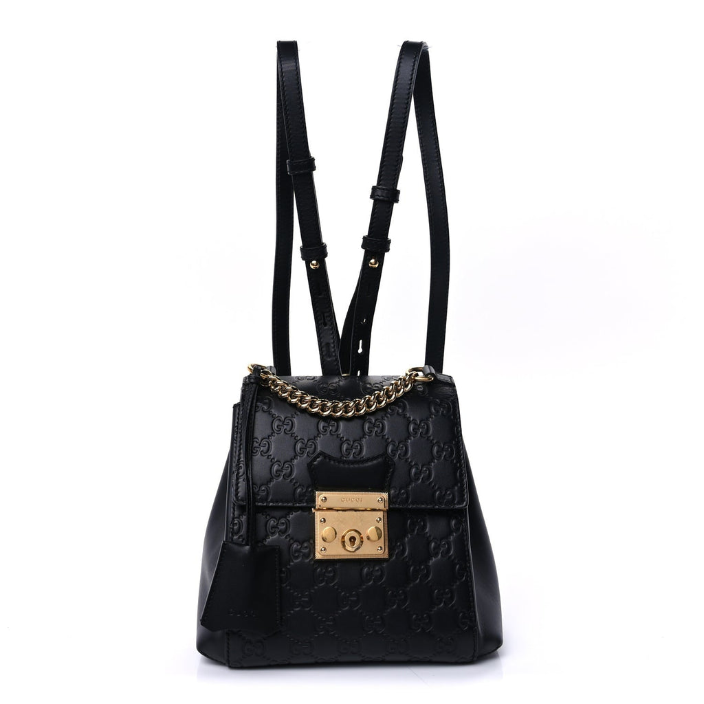 Guccissima Signature Padlock Backpack Black