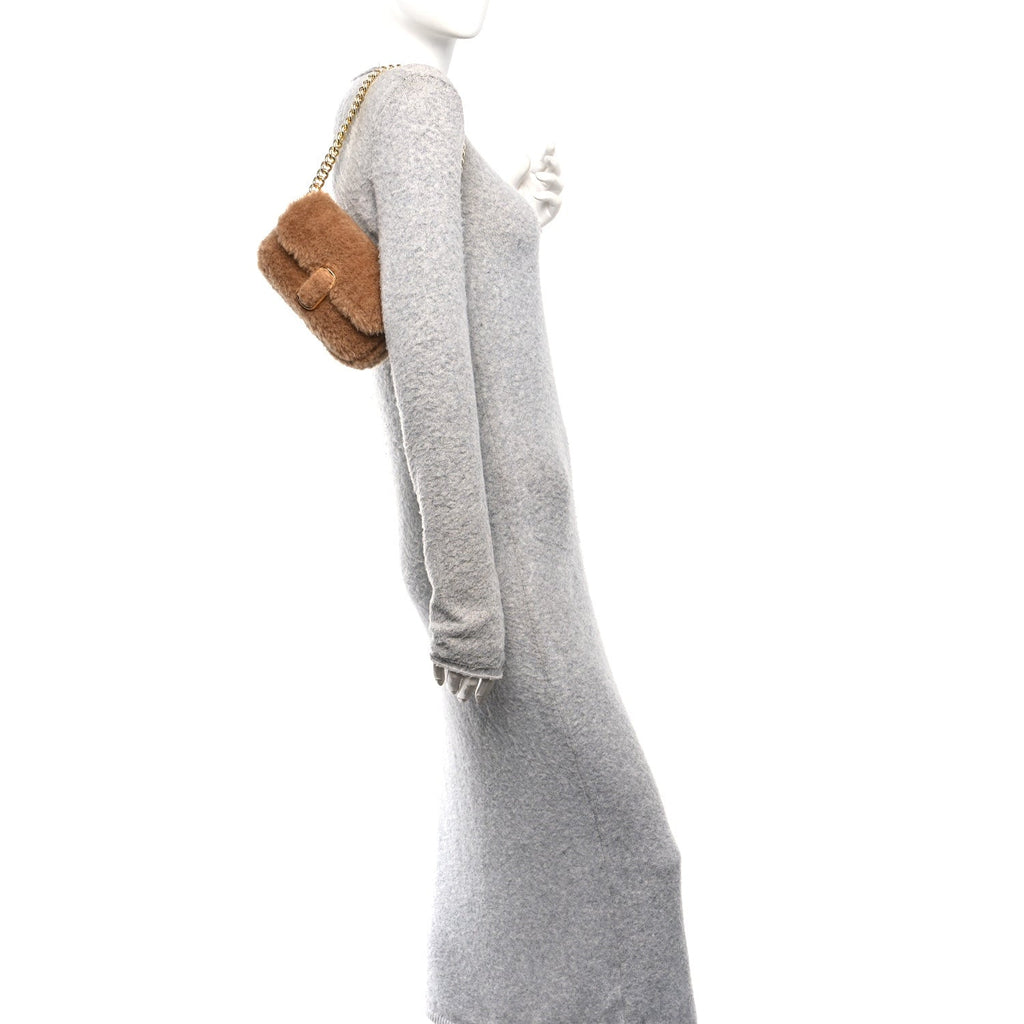 Faux Fur Calfskin Mini The Teddy J Marc Shoulder Bag Camel