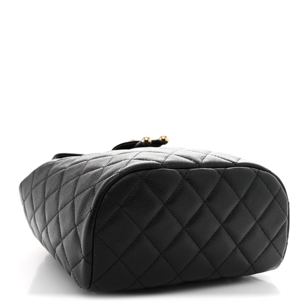 Chanel Urban Spirit Backpack Black Caviar Leather — top-down angled view