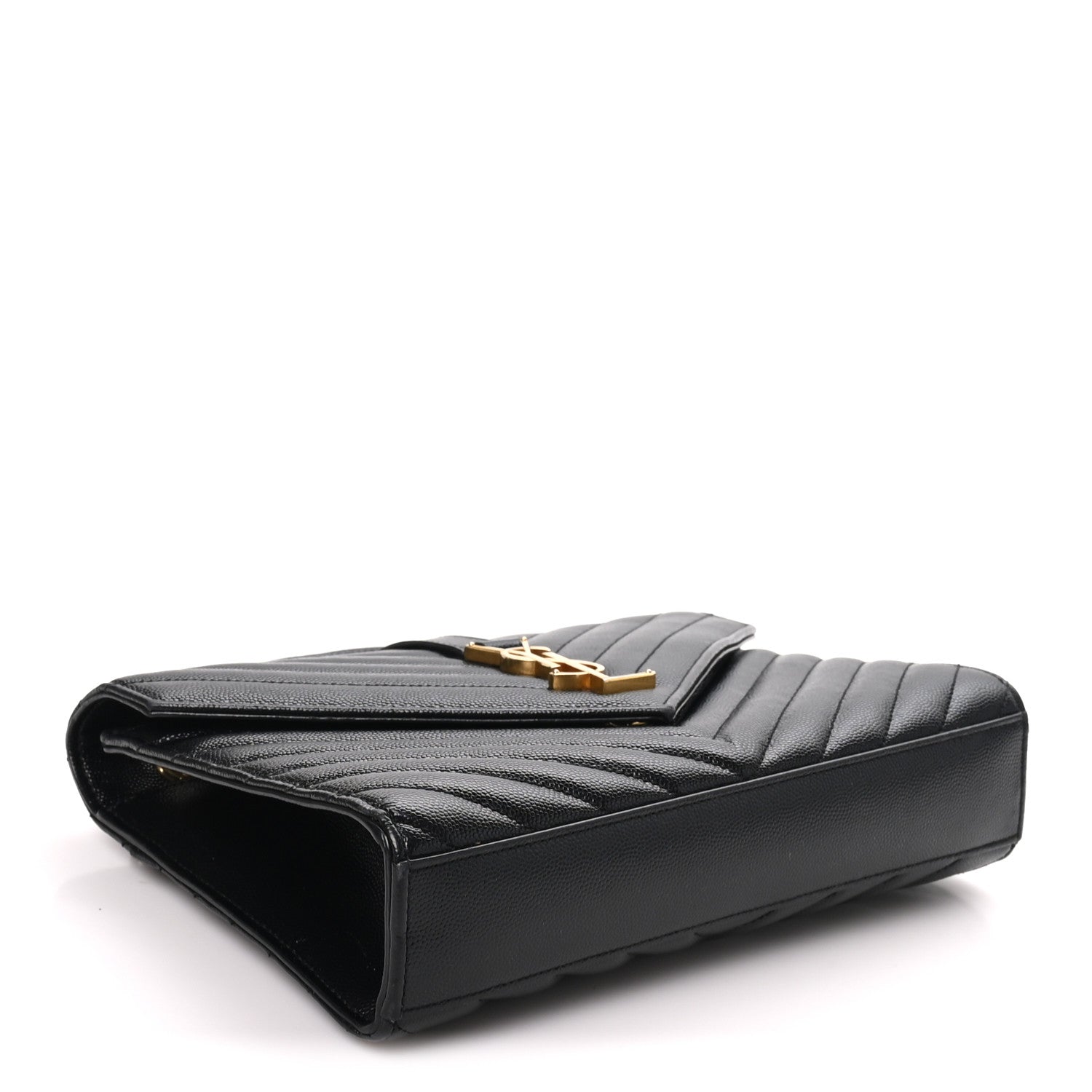 Saint Laurent Grain De Poudre Matelasse Chevron Medium Monogram Satchel Black
