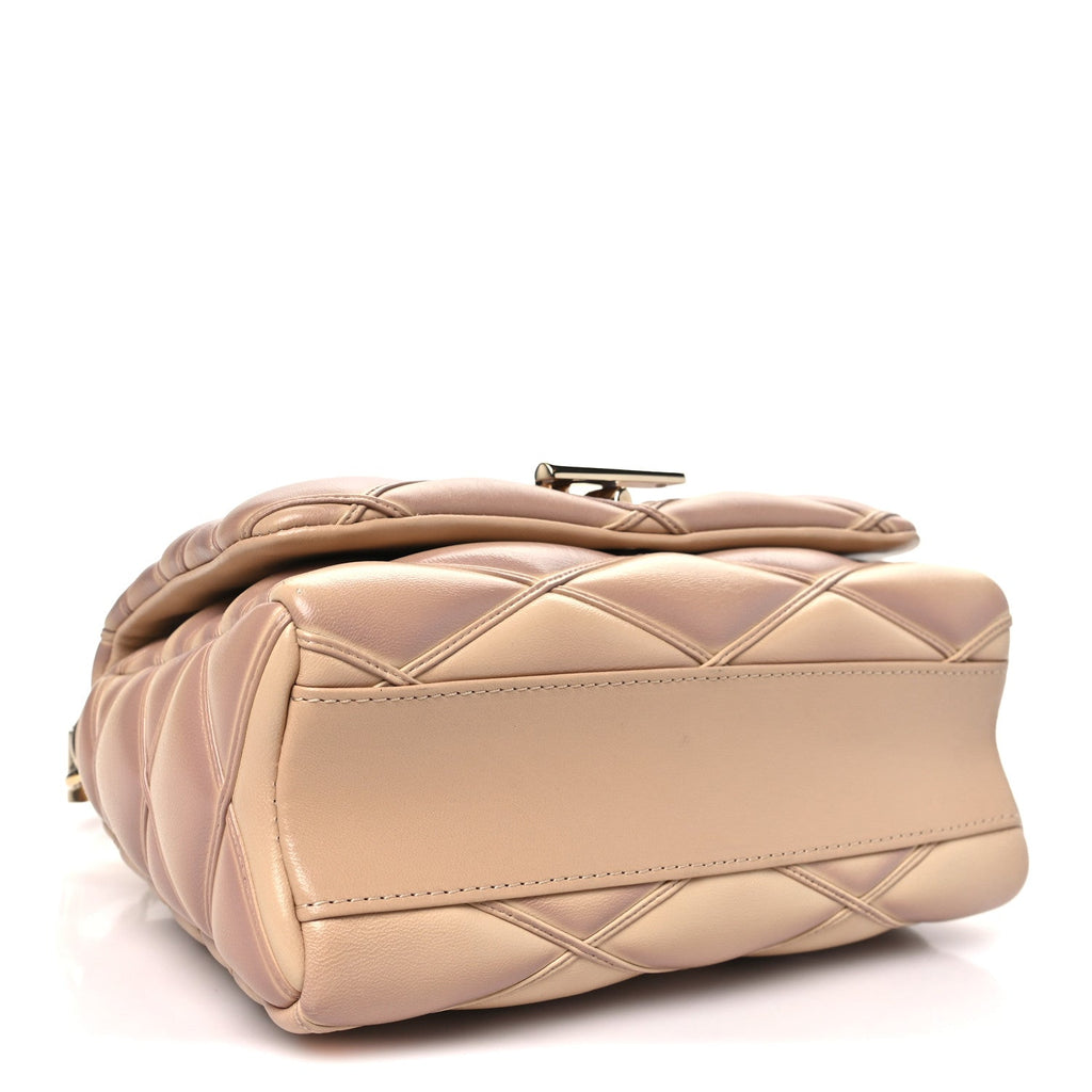 Louis Vuitton Lambskin Malletage Top Handle GO-14 MM Beige Rose