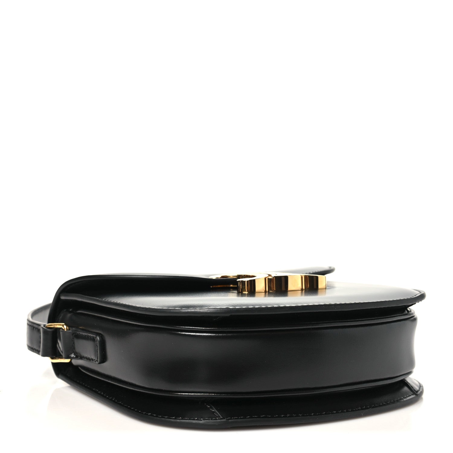 Celine Shiny Calfskin Besace Clea Triomphe Black