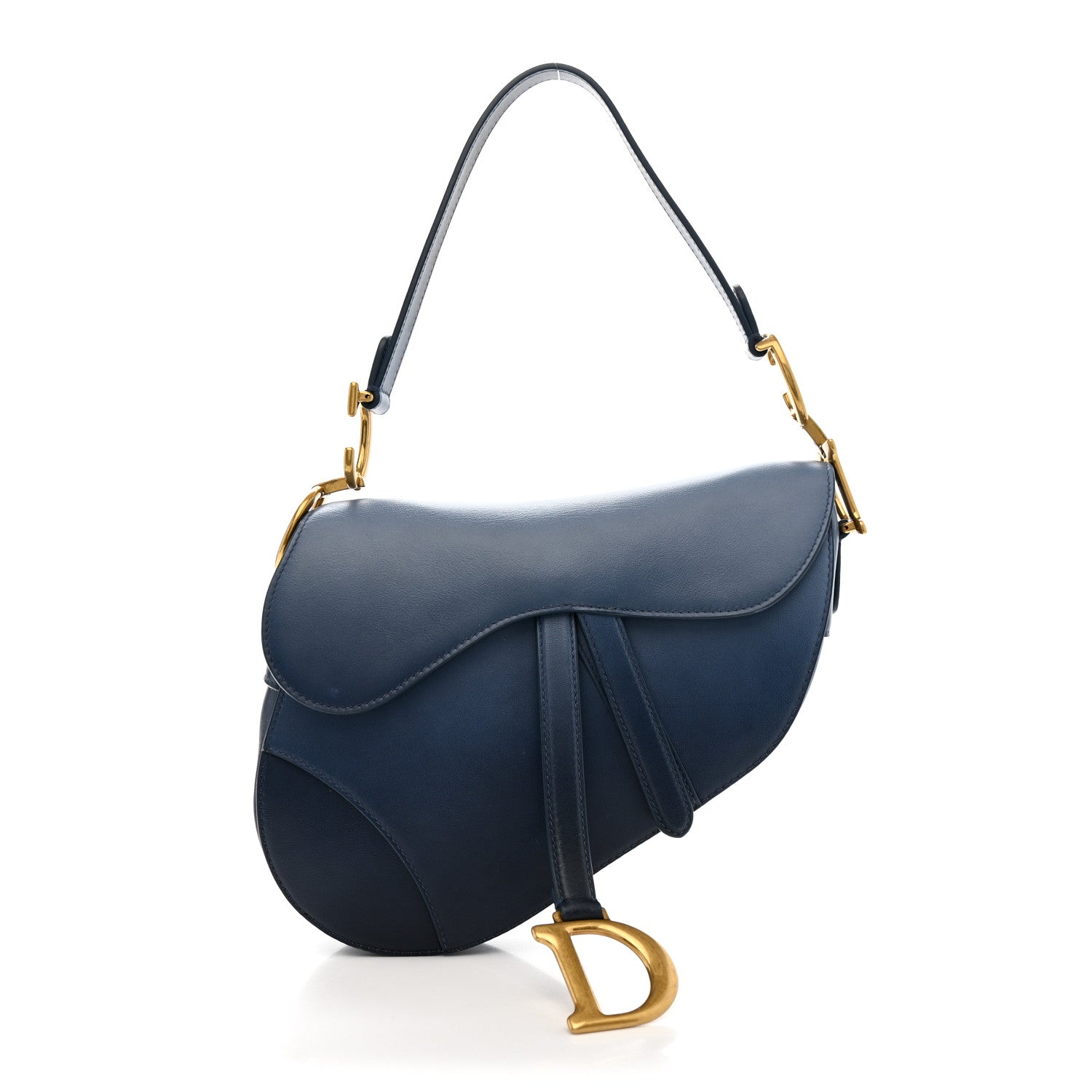 Dior Calfskin Gradient Saddle Bag Indigo Blue