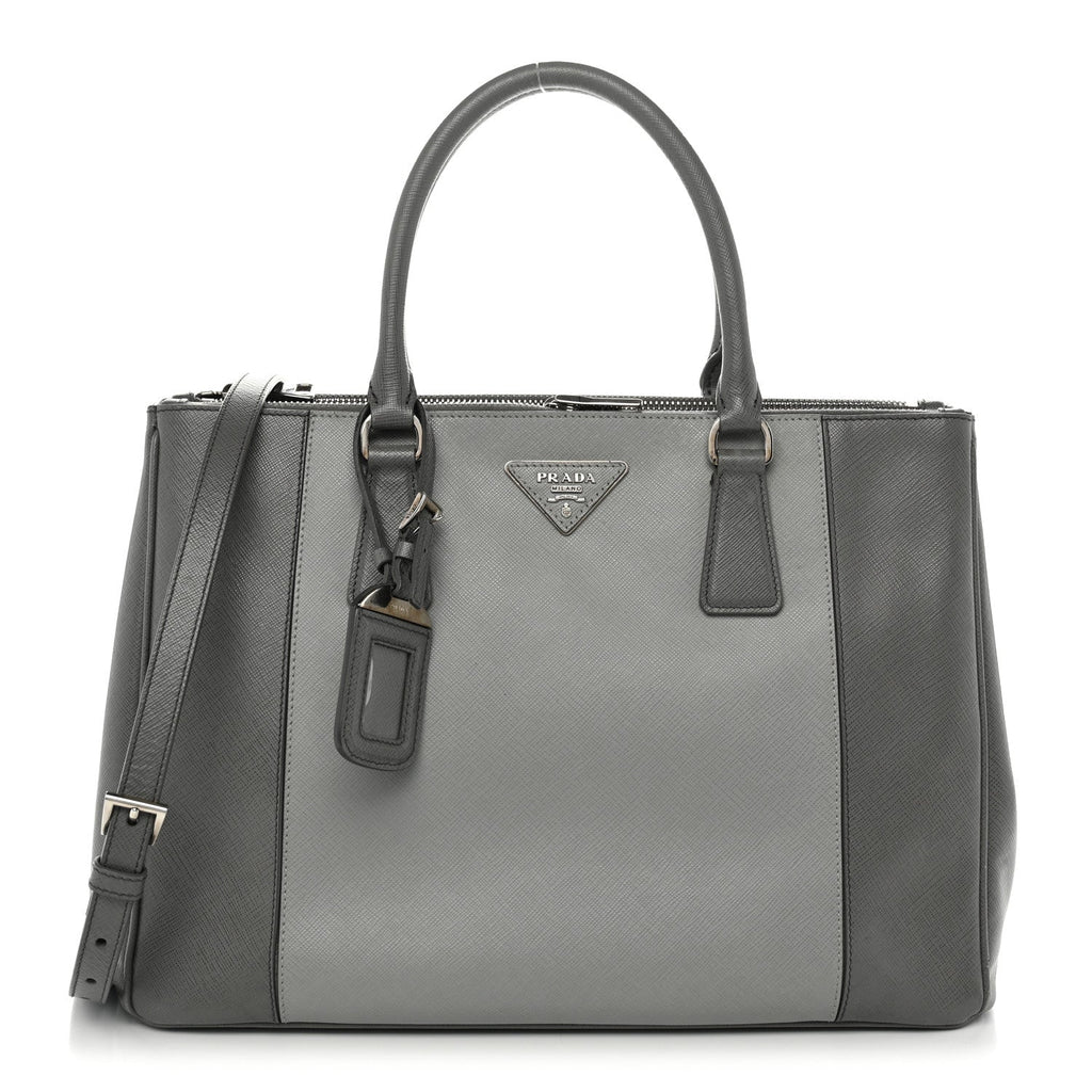 Prada Saffiano Lux Colorblock Medium Galleria Double Zip Tote Marmo Nube