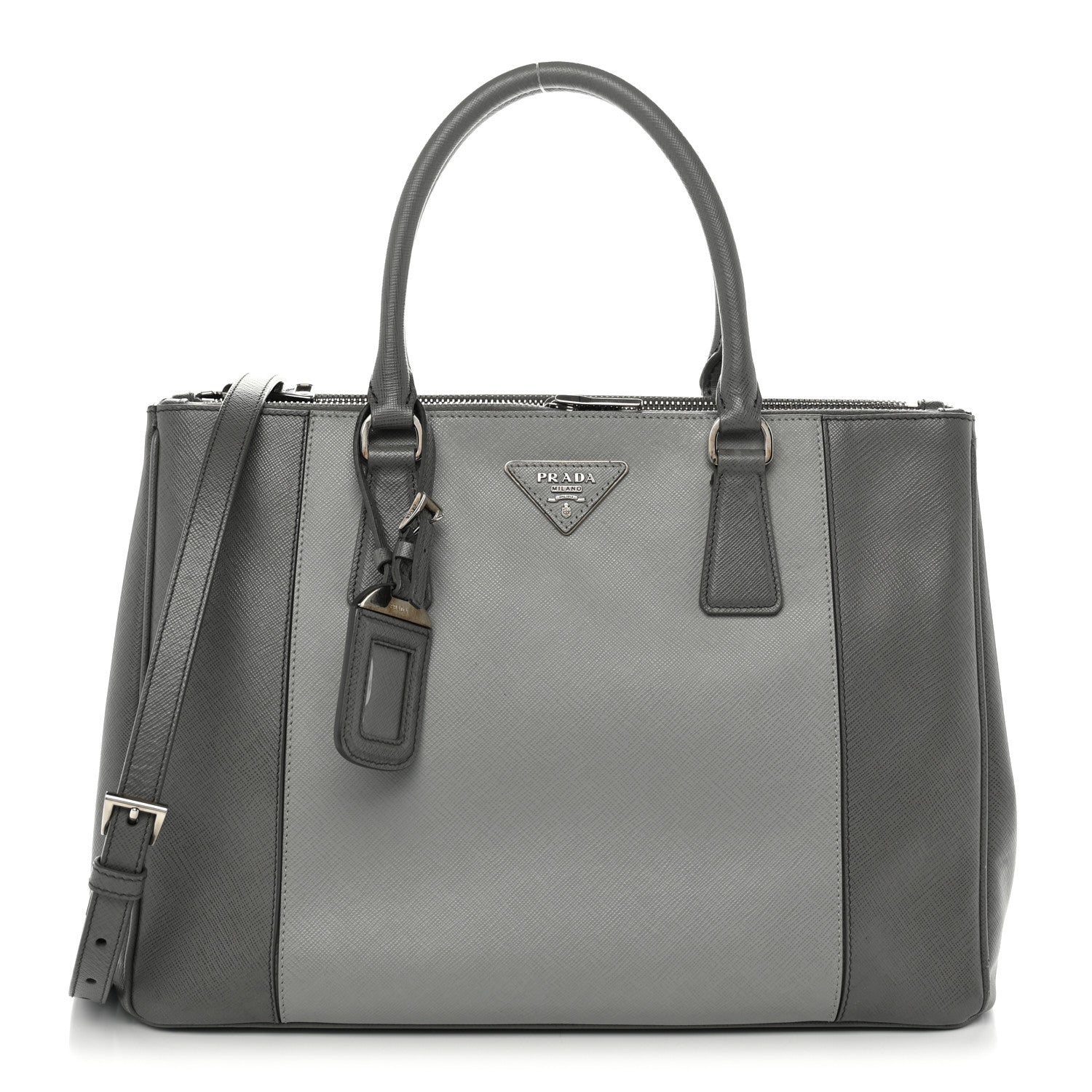 Prada Saffiano Lux Colorblock Medium Galleria Double Zip Tote Marmo Nube