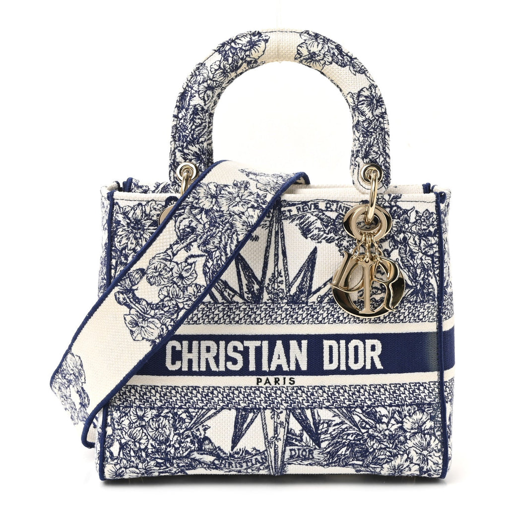 Dior Canvas Reverse Embroidered Rêve d'Infini Medium Lady D-Lite Blue Multicolor