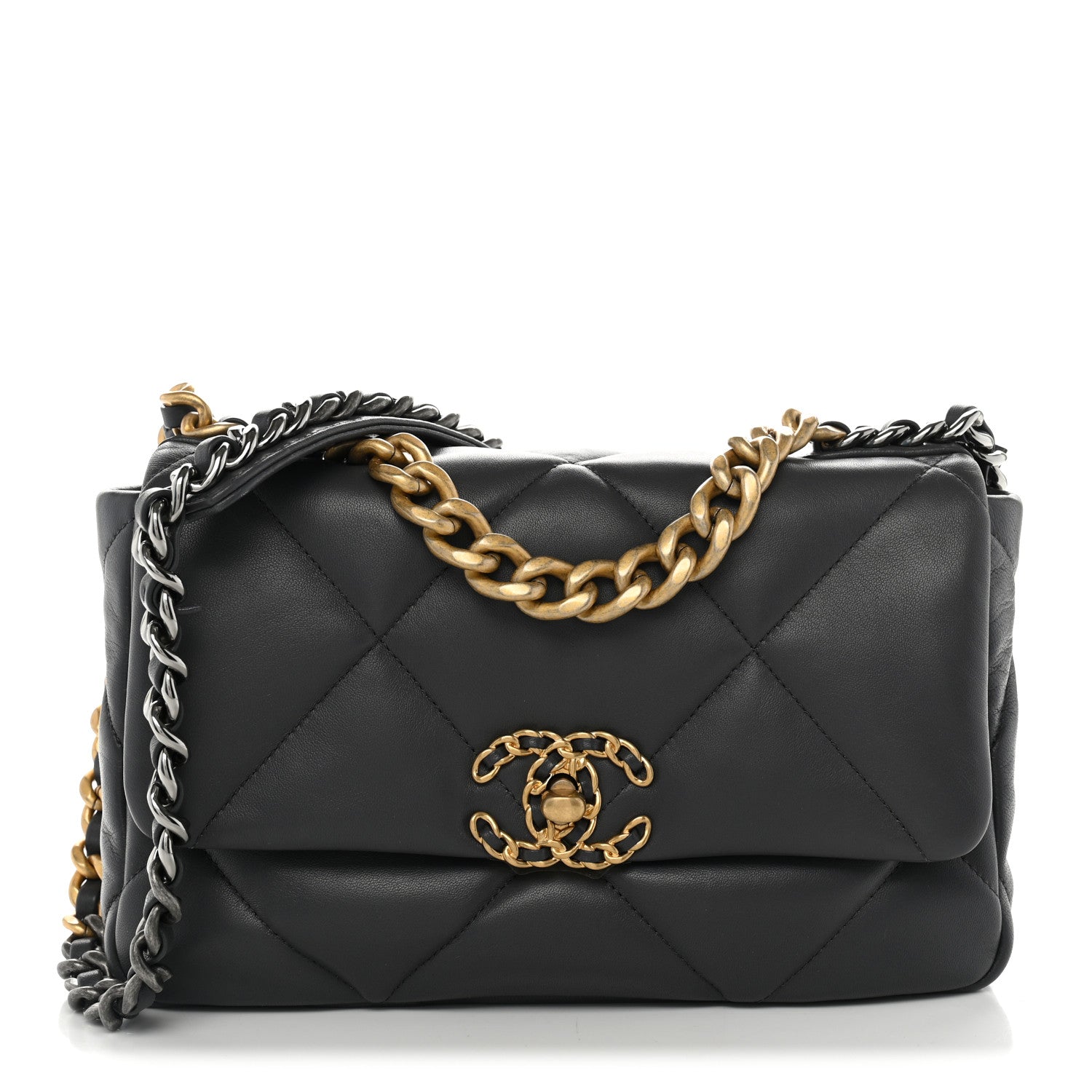 Chanel Lambskin Quilted Medium Chanel 19 Flap Dark Grey