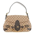 Gucci Monogram Horsebit Chain Flap Shoulder Bag Brown