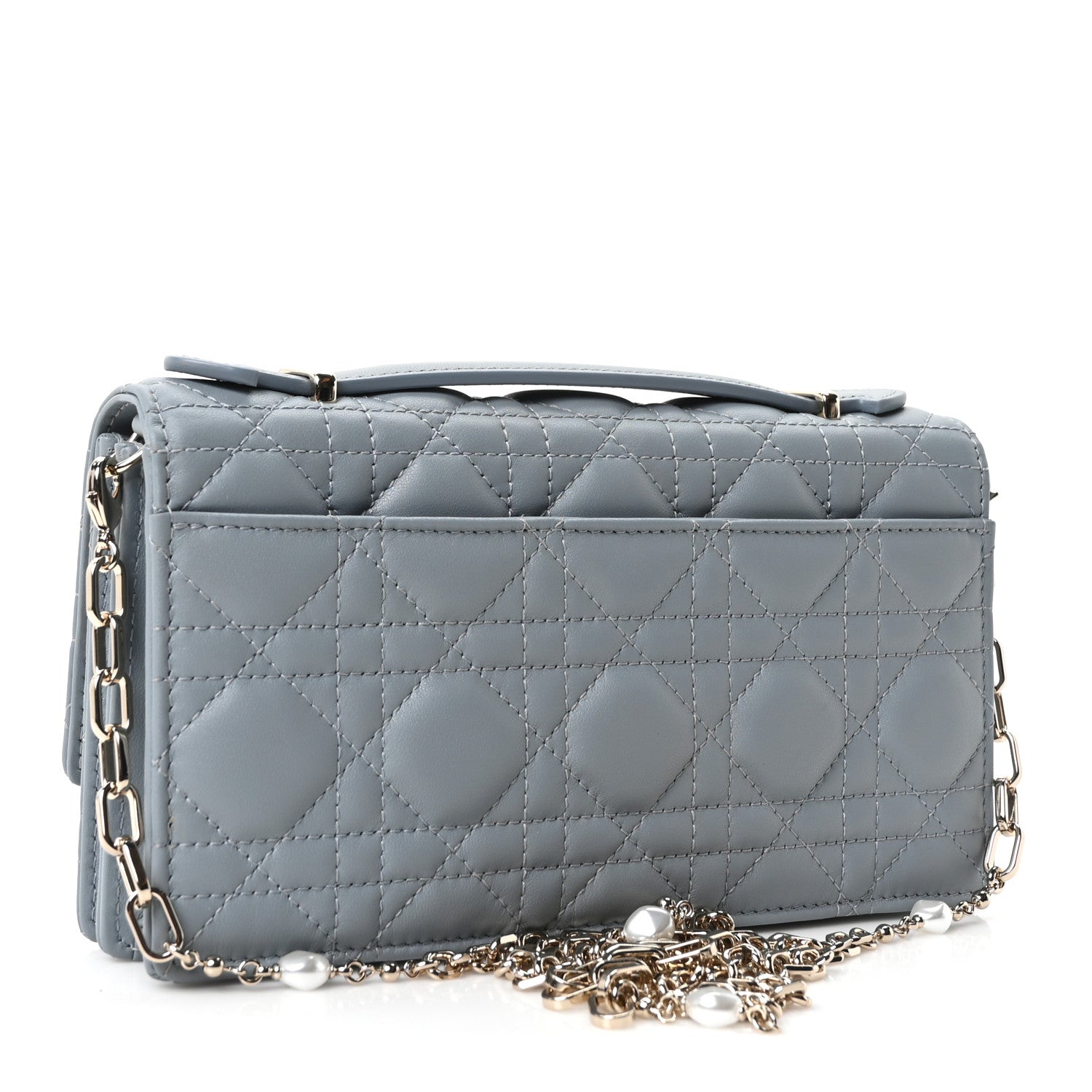 Dior Lambskin Cannage Mini My Dior Top Handle Clutch Cloud Blue