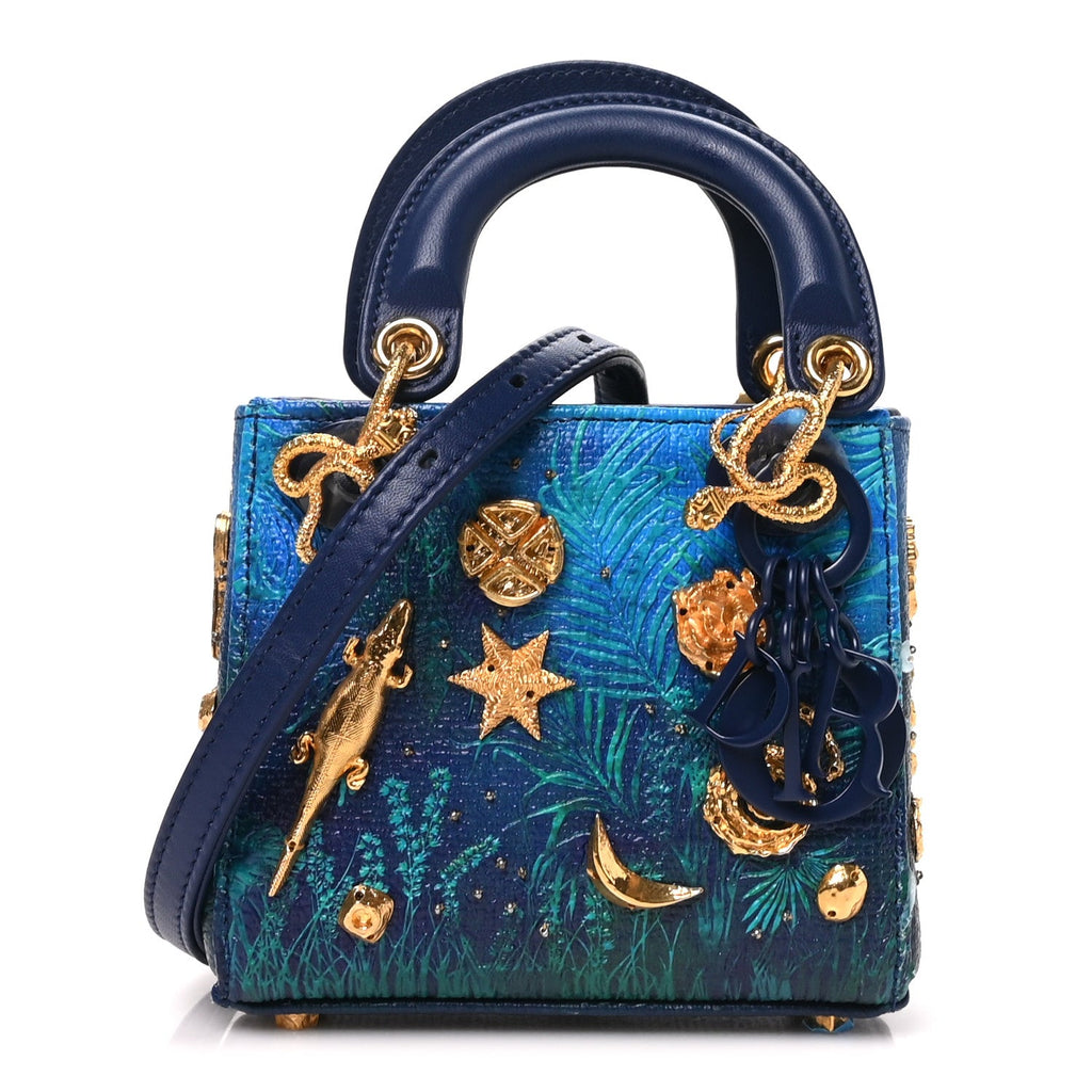 Dior X LINA IRIS VIKTOR Calfskin Embellished Micro Lady Dior Art Blue Multicolor