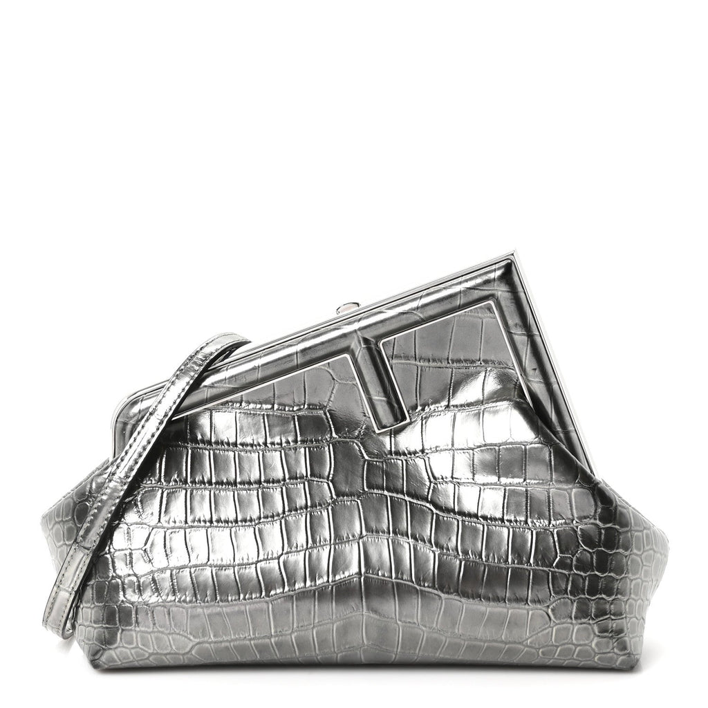 Fendi Crocodile Small Fendi First Silver