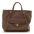 Chanel Caviar Quilted Shopping Tote Brown