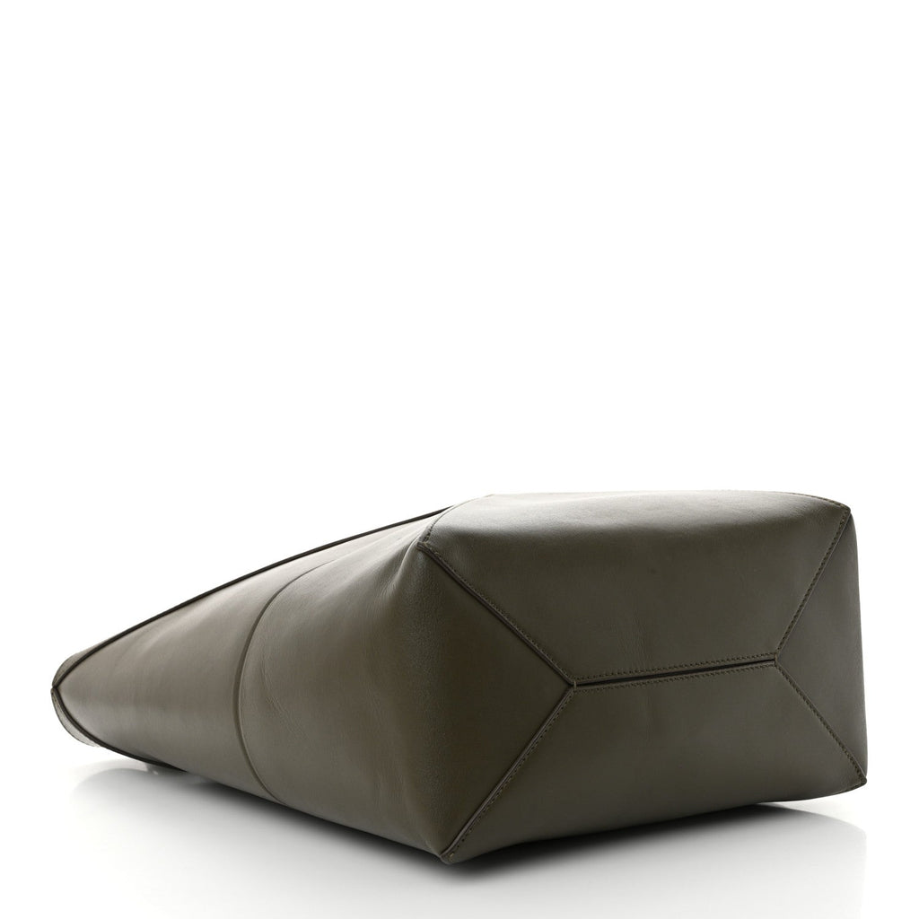 Loewe Shiny Calfskin Medium Puzzle Fold Tote Umber