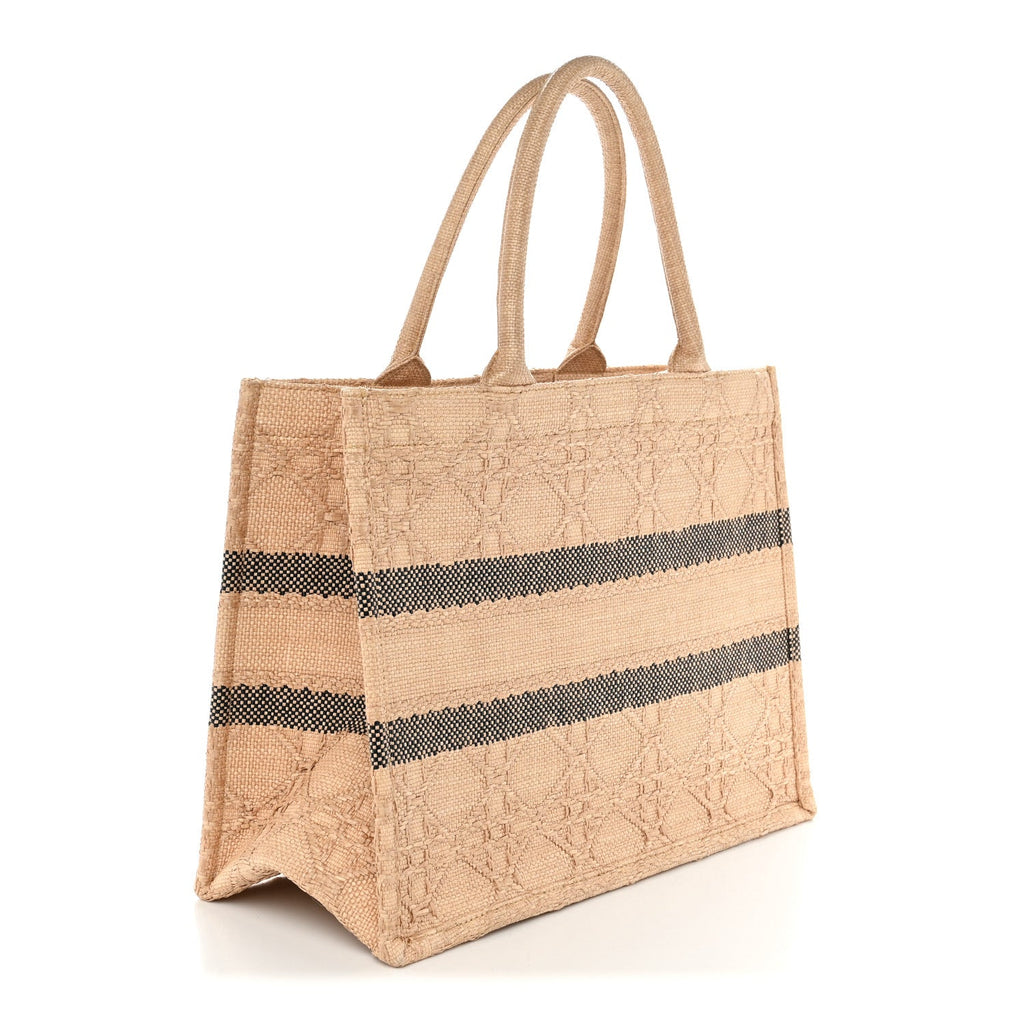 Dior Raffia Cannage Medium Book Tote Natural