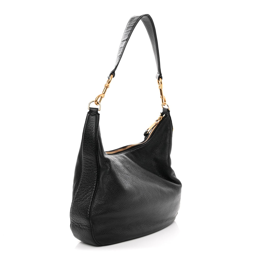 Pebbled Calfskin Hobo Black