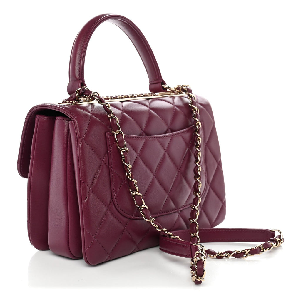 Chanel Lambskin Quilted Small Trendy Chain CC Dual Handle Flap Bag Purple