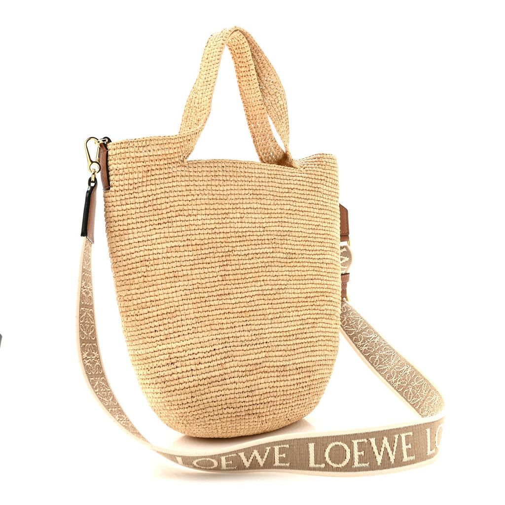 Loewe Raffia Mini Slit Tote Bag Natural Tan