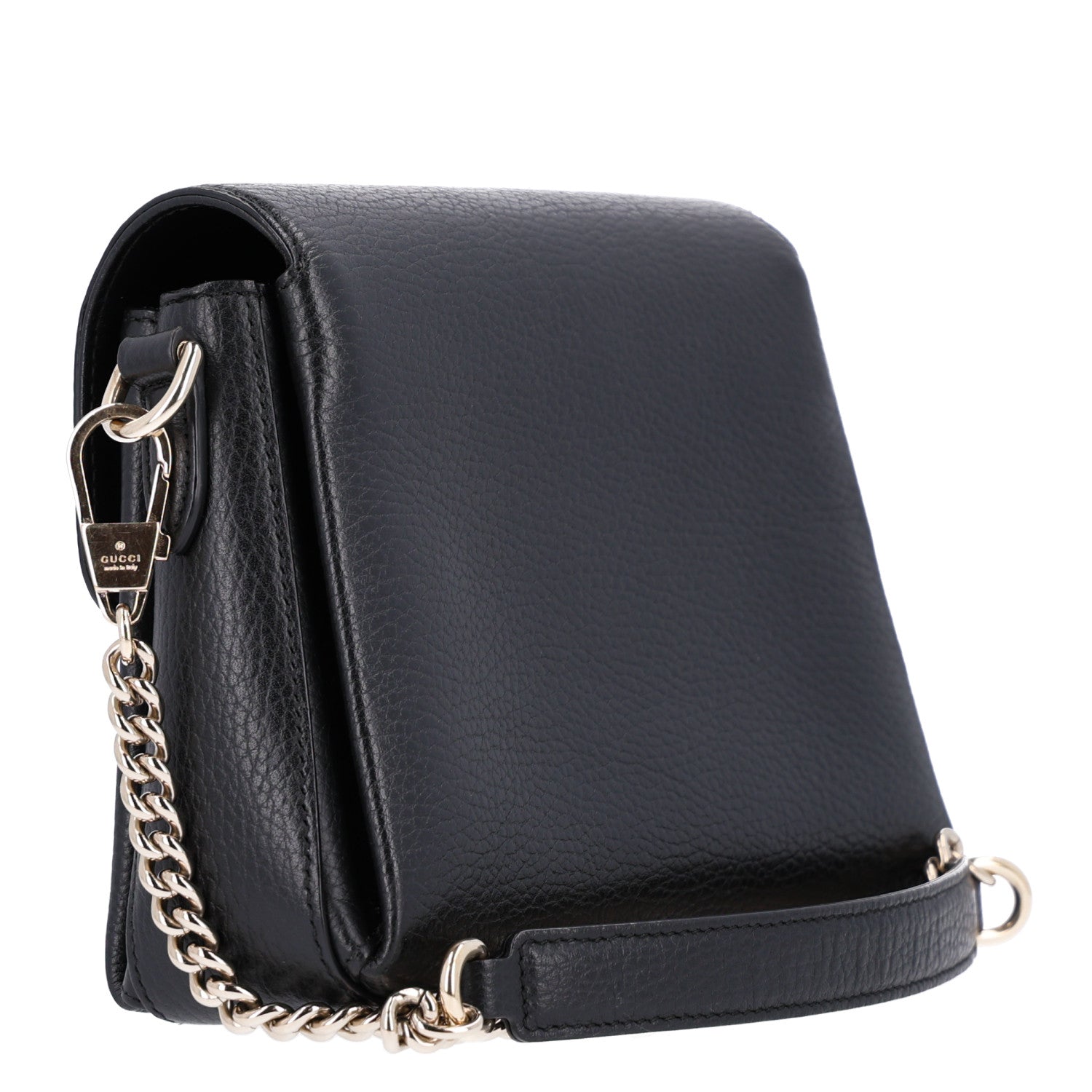 Gucci Dollar Calfskin Interlocking G Crossbody Bag Black