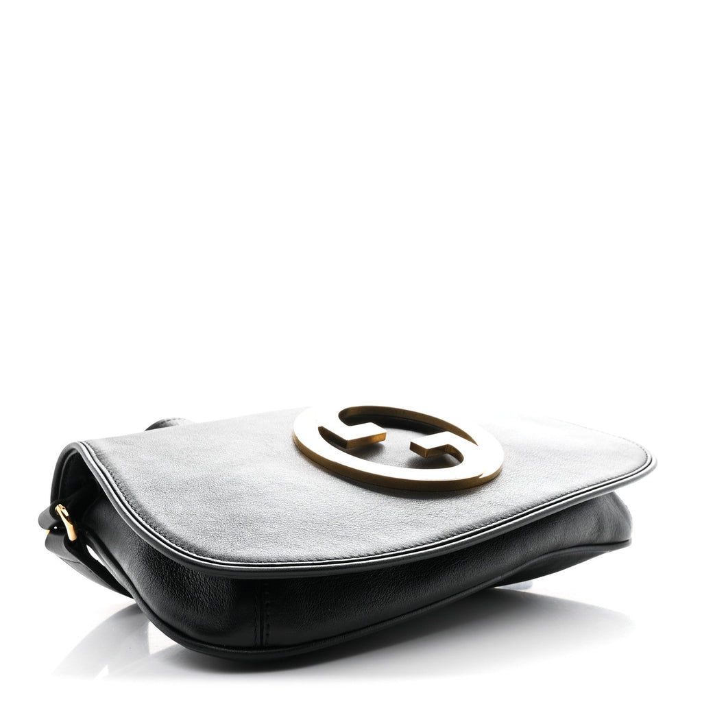 Gucci Roxy Calfskin Blondie Chain Shoulder Flap Bag Black