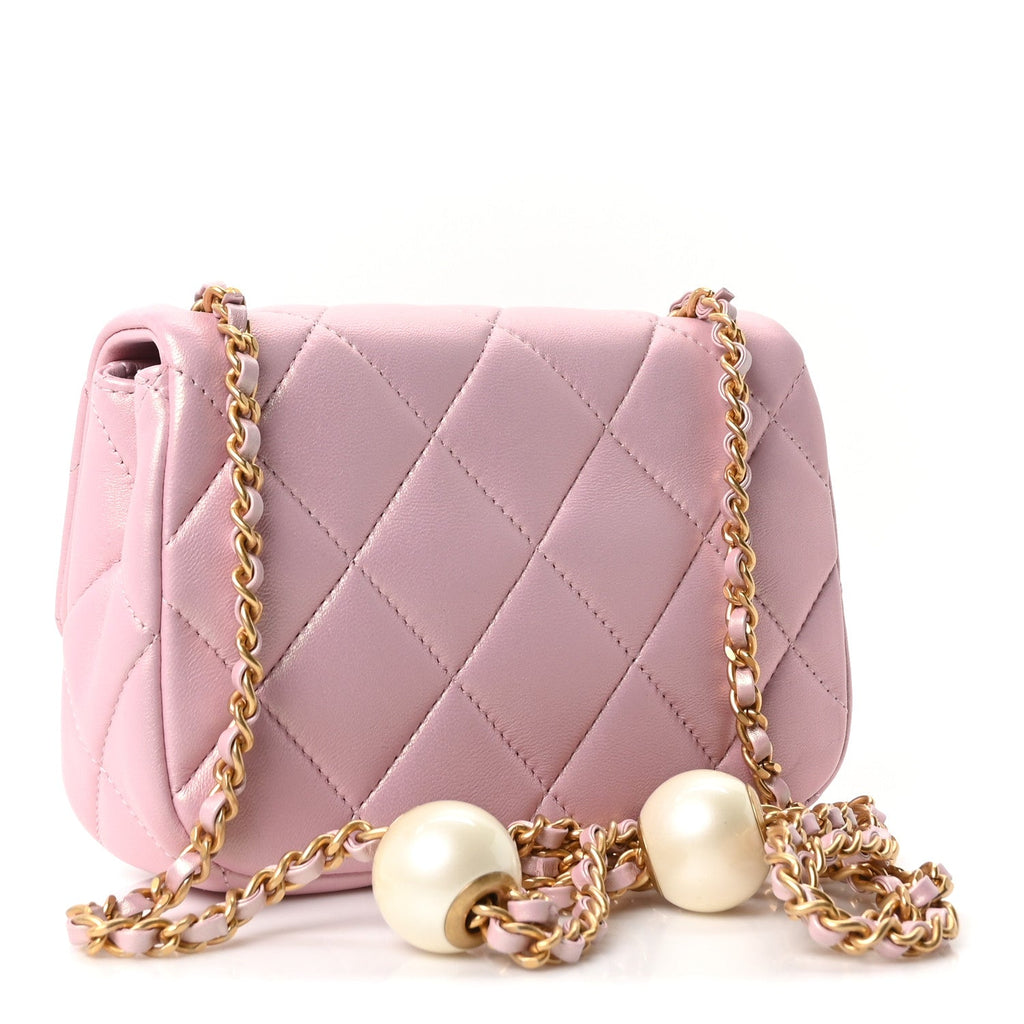 Chanel Pearly Lambskin Pearl Quilted Mini Flap Pink