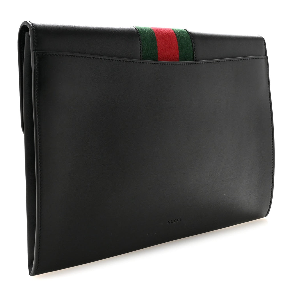 Gucci Calfskin Maxi Sylvie Clutch Black