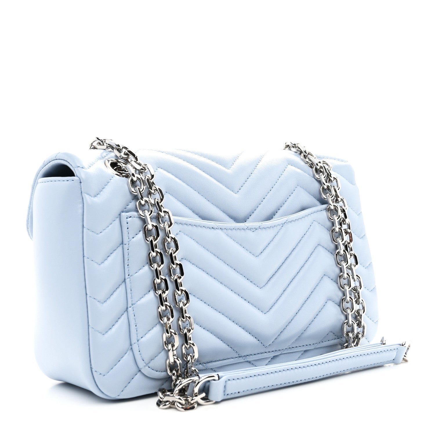 Gucci Lambskin Matelasse Medium GG Marmont Shoulder Bag Light Blue