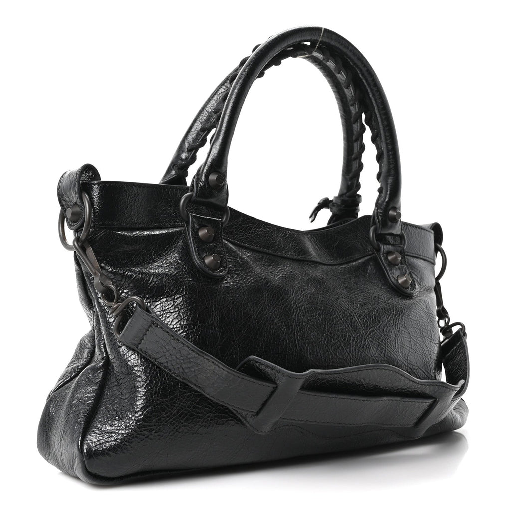 Balenciaga Agneau Arena Classic Hardware Le City First Bag Black