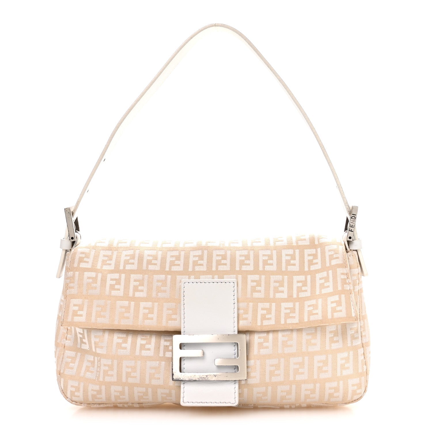 Fendi Zucchino Cuoio Mini Mama Baguette Beige White