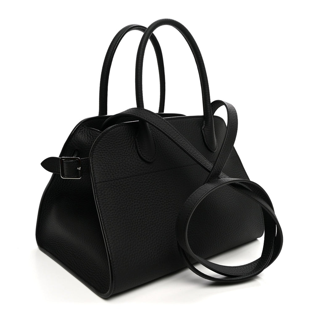 The Row Grained Calfskin Soft Margaux 10 Bag Black