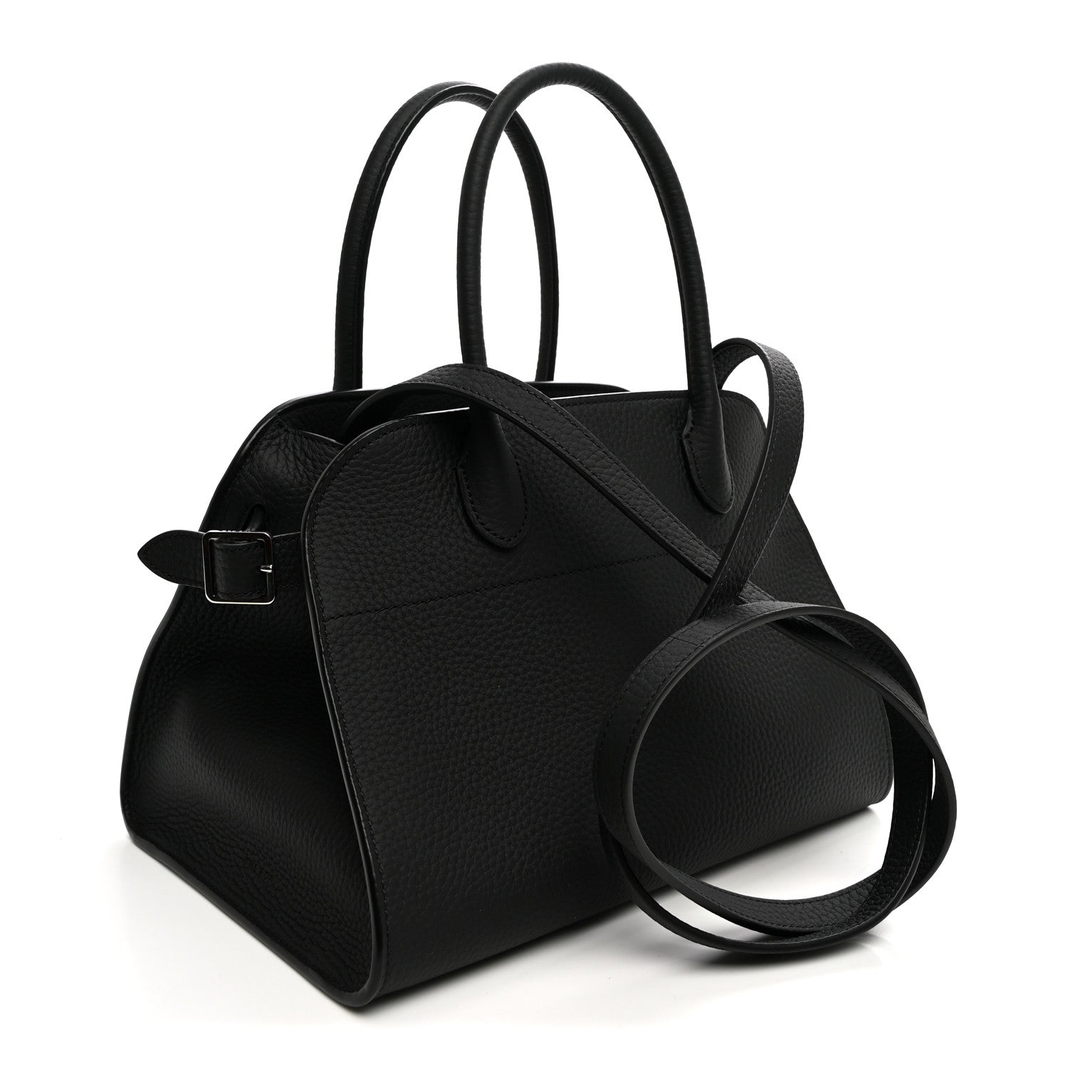 The Row Grained Calfskin Soft Margaux 10 Bag Black
