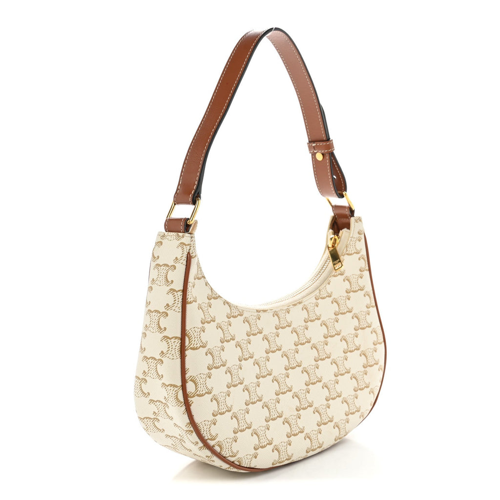 Celine Canvas Calfskin Ava Triomphe Shoulder Bag Grege