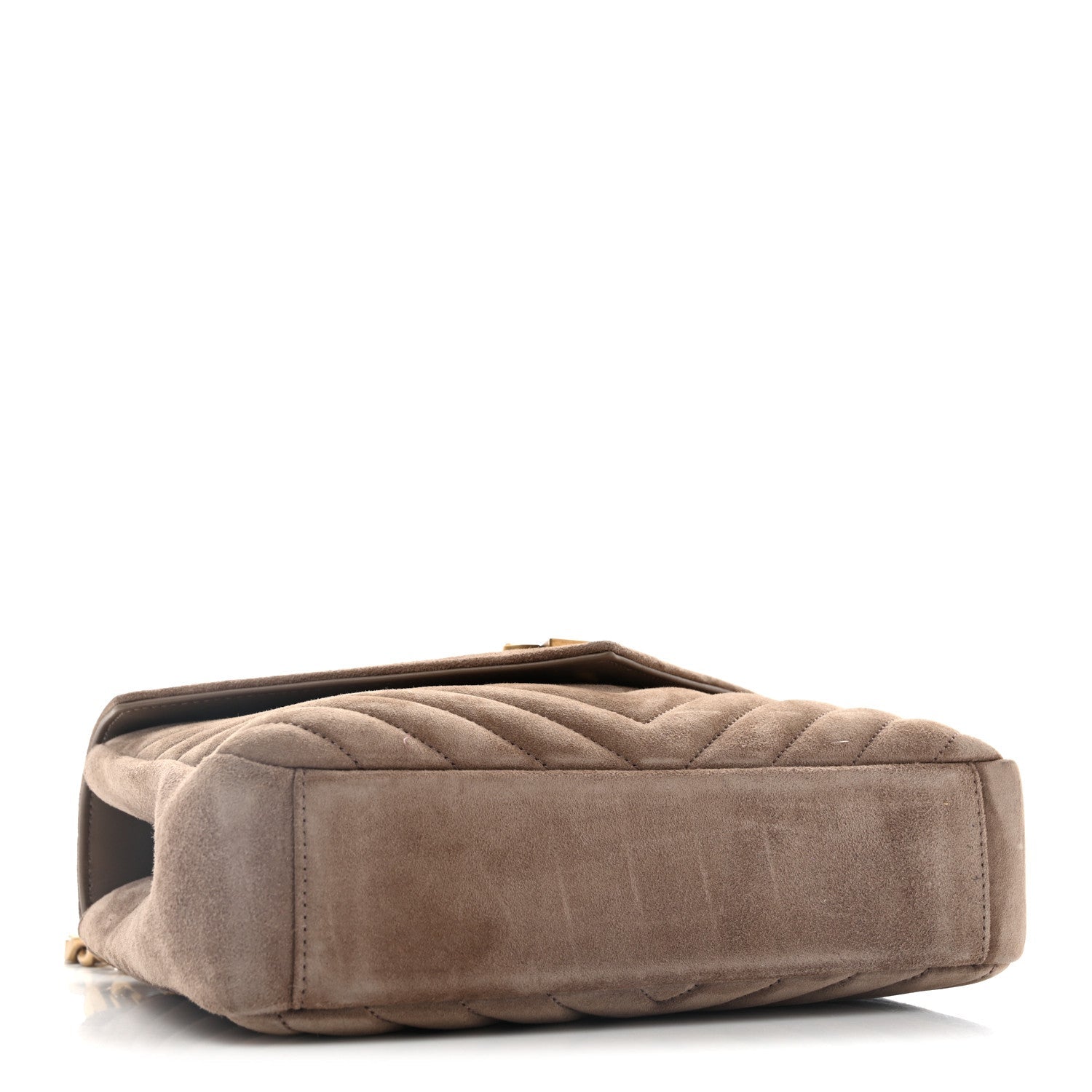 Saint Laurent Suede Matelasse Chevron Monogram Medium College Bag Taupe
