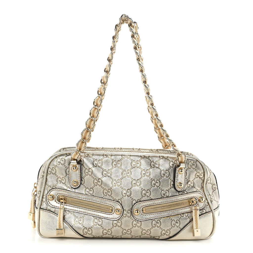 Gucci Guccissima Small Capri Satchel Metallic Gold