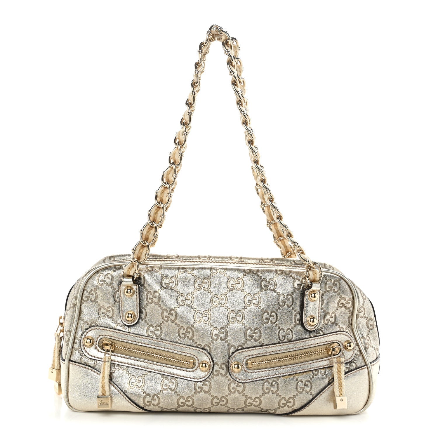 Gucci Guccissima Small Capri Satchel Metallic Gold