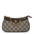Gucci GG Supreme Monogram Textured Dollar Calfskin Mini Ophidia Chain Bag Beige Ebony