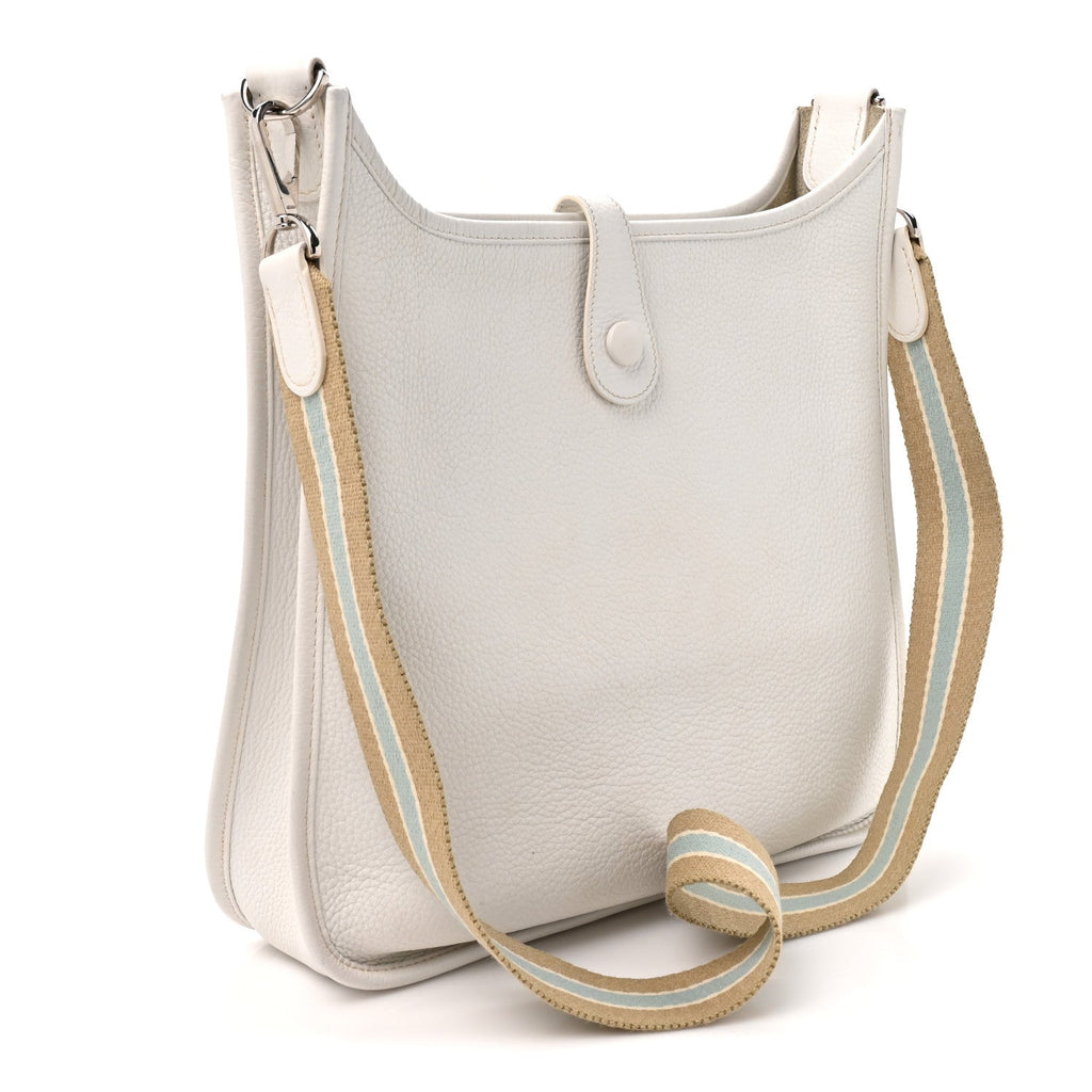 Hermès Taurillon Clemence Amazone Evelyne II PM White