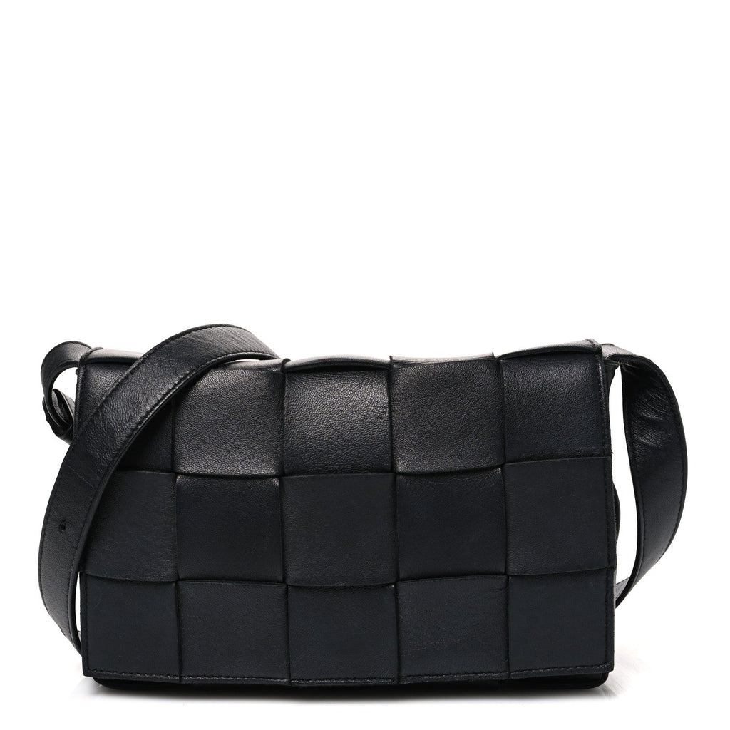 Bottega Veneta Lambskin Maxi Intrecciato Cassette Crossbody Bag Black
